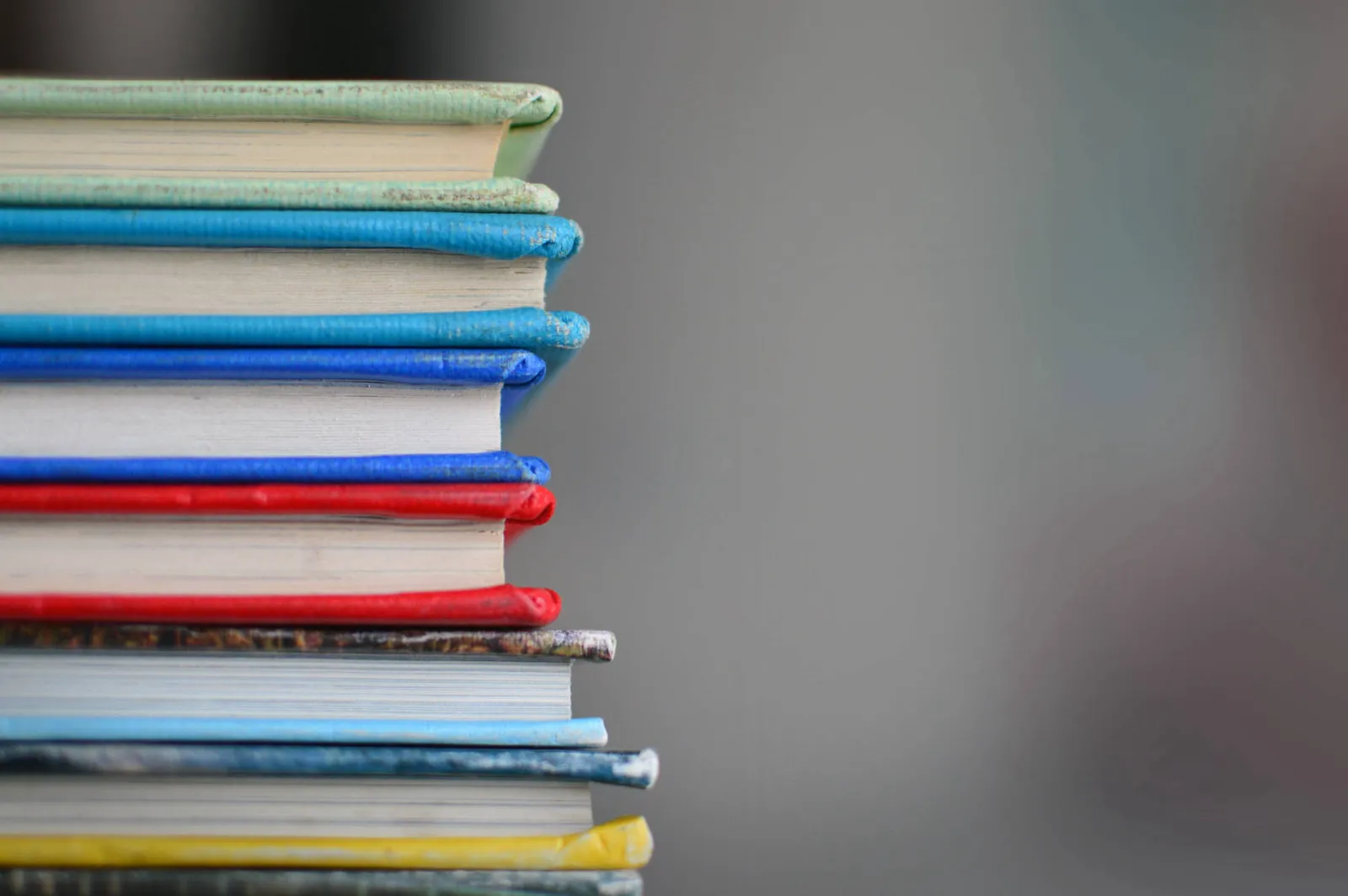 A stack of school books