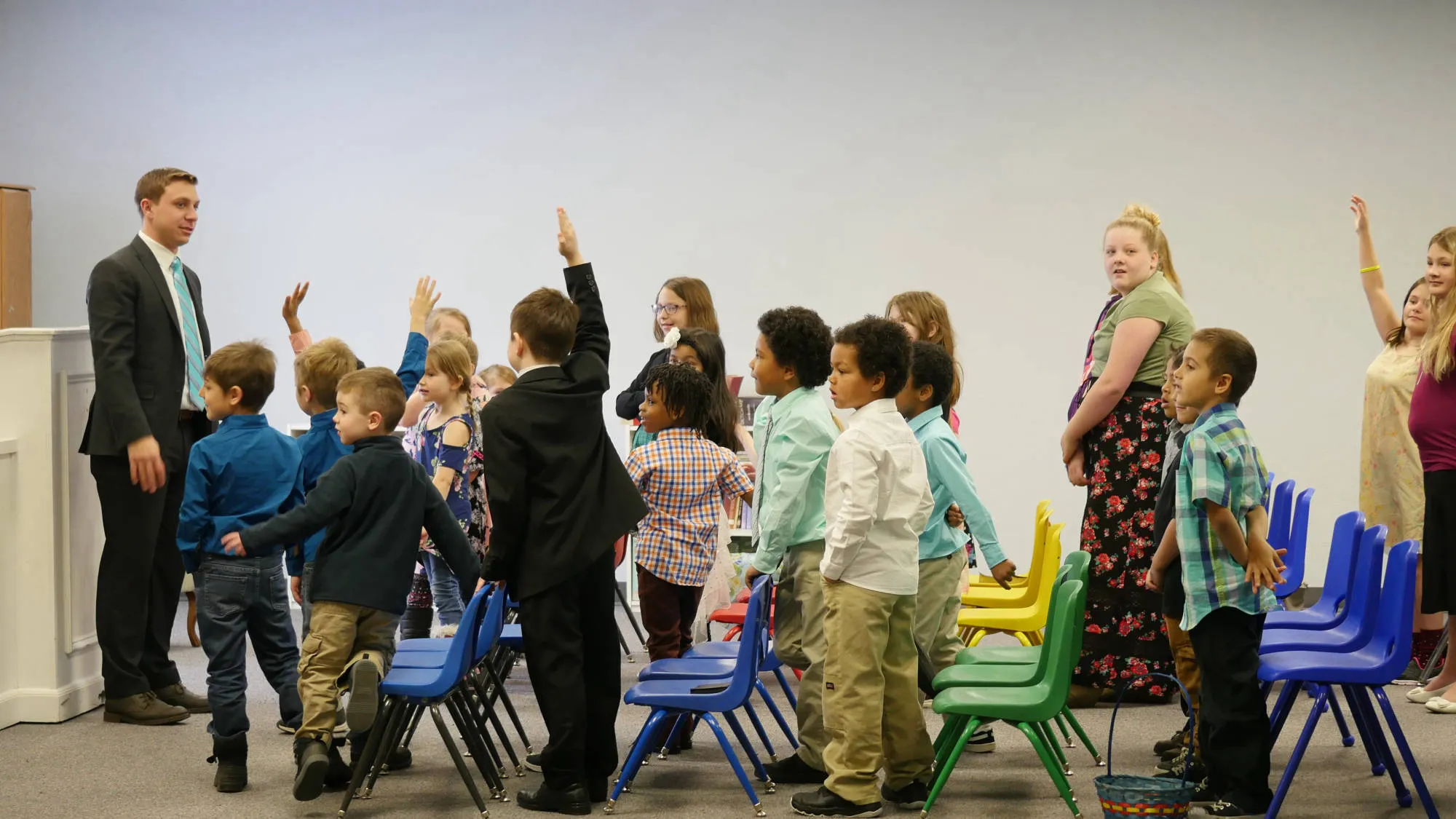 Children gathered in a classroom